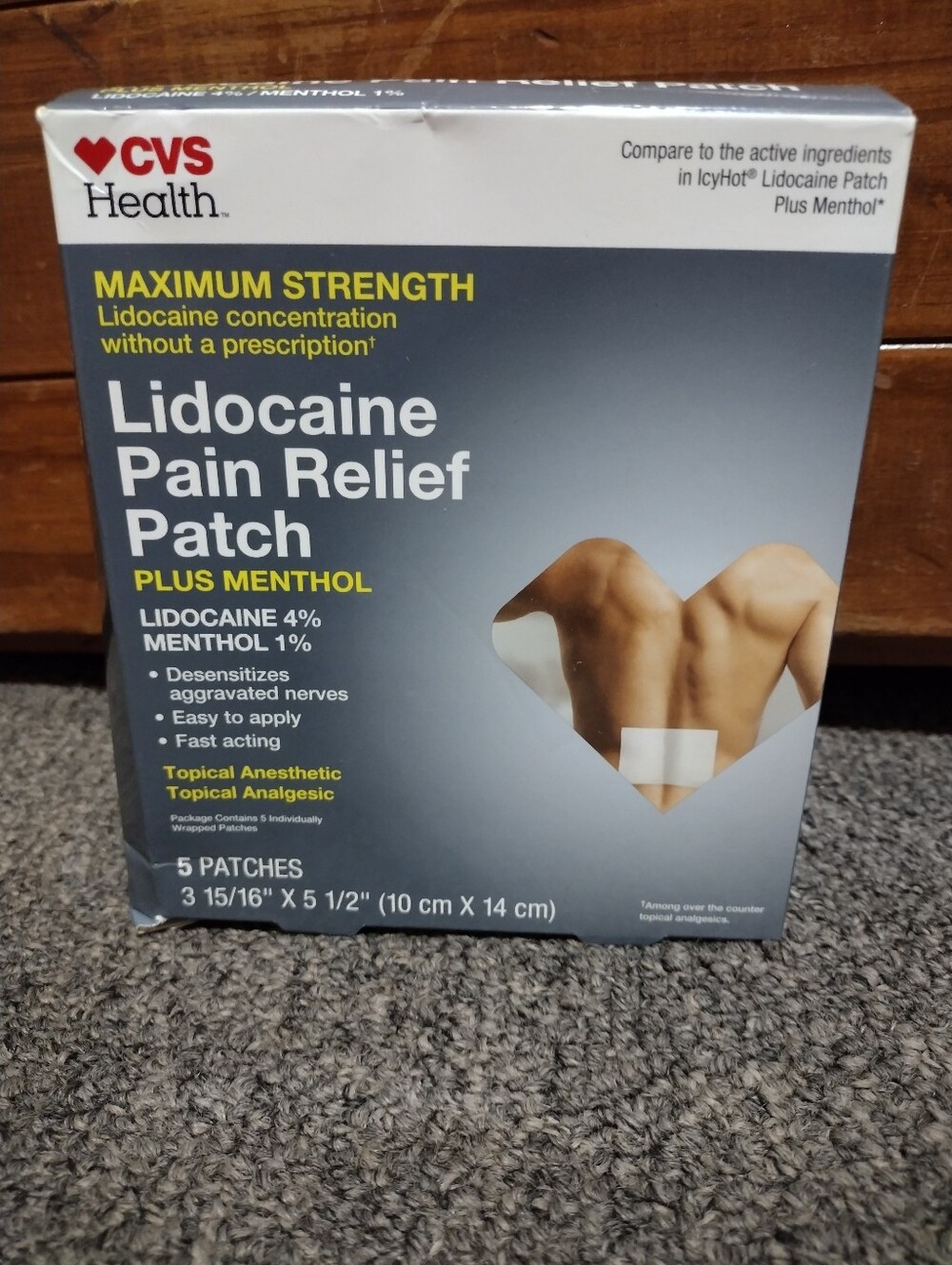 Lidocaine Pain Relief Patch with Menthol - Gray Packaging 5 CT